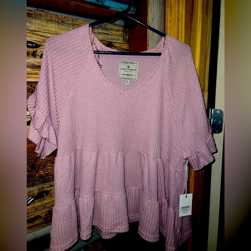 Simply Southern Pink Ruffle Shirt